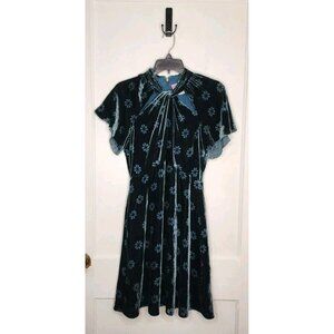 Kate Spade New York Spade Clover Dark Teal Green Burned Velvet Dress Size 4